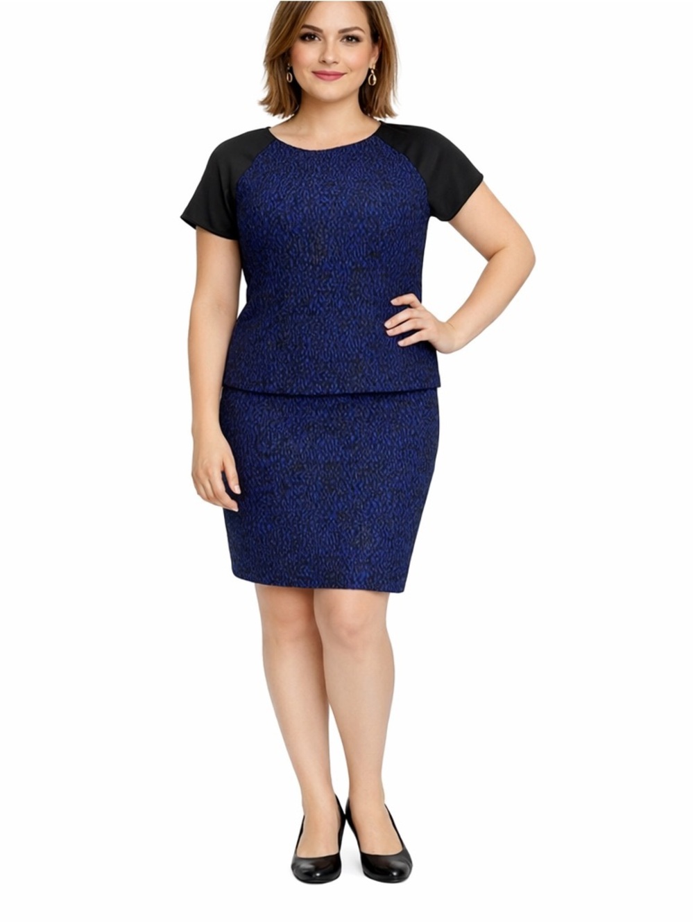 Leota Stretch Jacquard-Jersey & Velvet Office Dinner Party Dark Blue Dress